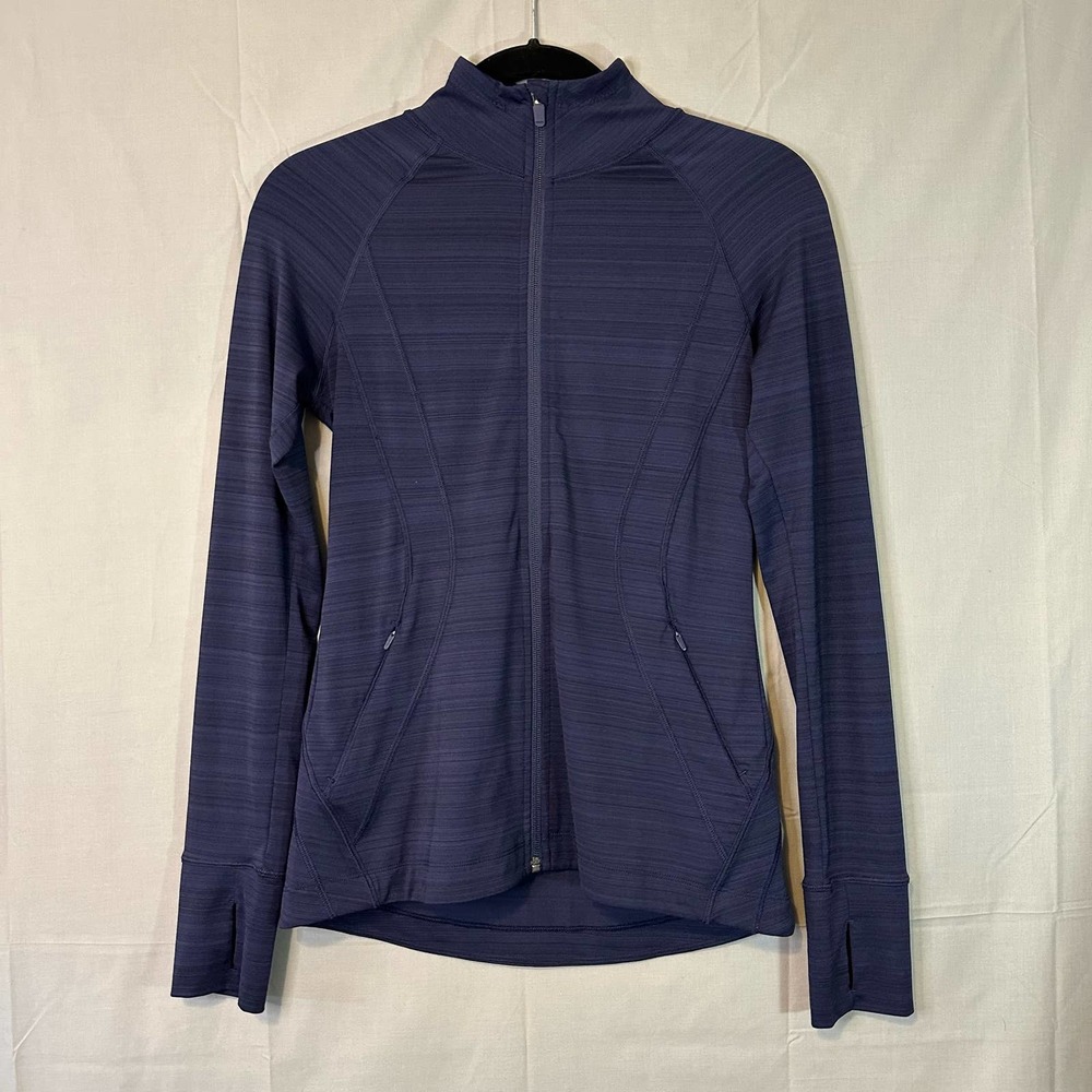 Athleta Navy Zip-Up Lightweight Jacket